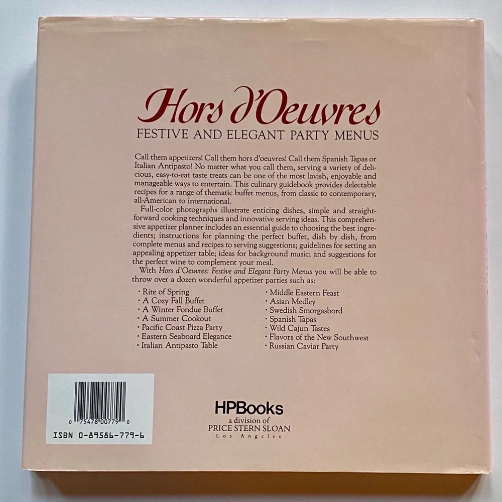 Hors D’Oeuvres: Festive & Elegant Party Menus | Hardcover Cookbook